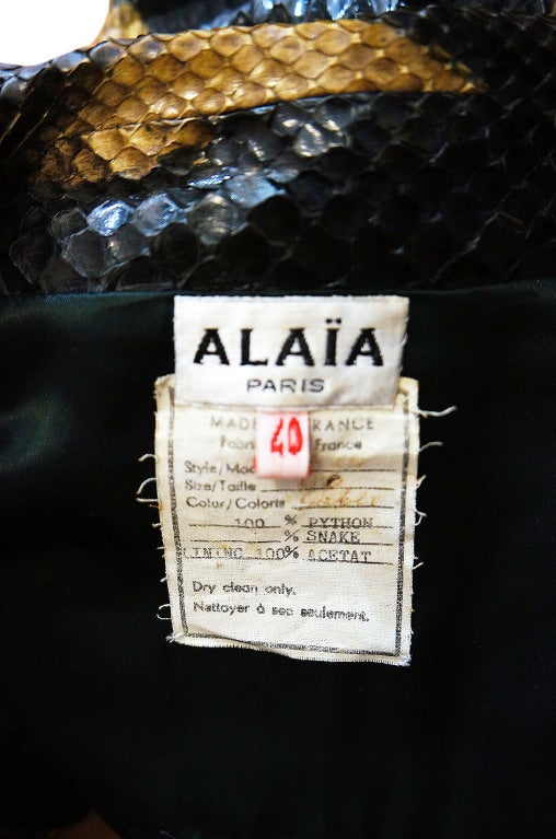 1990s Rare & Important Azzedine Alaia Python Jacket For Sale 6