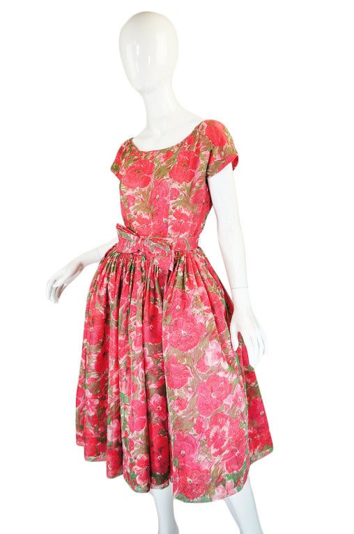 Women's 1950s Gigi Young Pink Floral Dress
