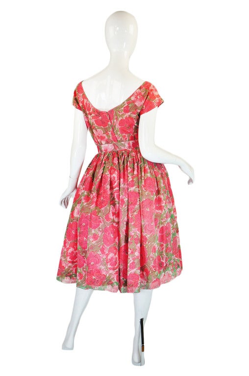 1950s Gigi Young Pink Floral Dress 1
