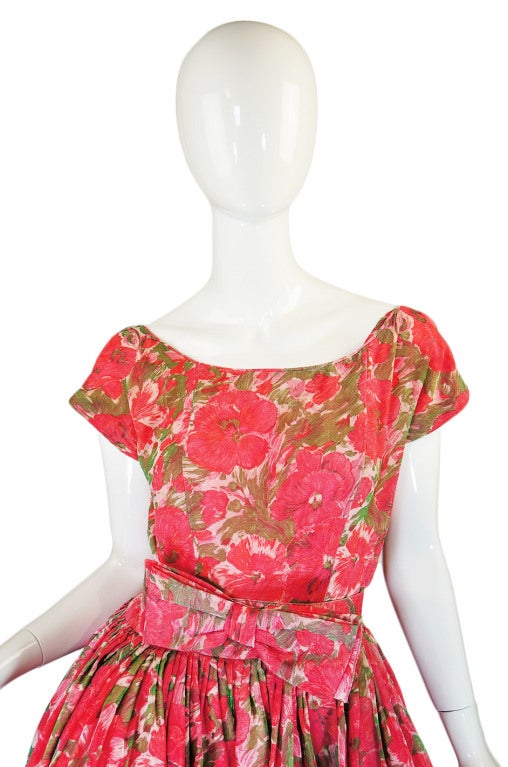 1950s Gigi Young Pink Floral Dress 2
