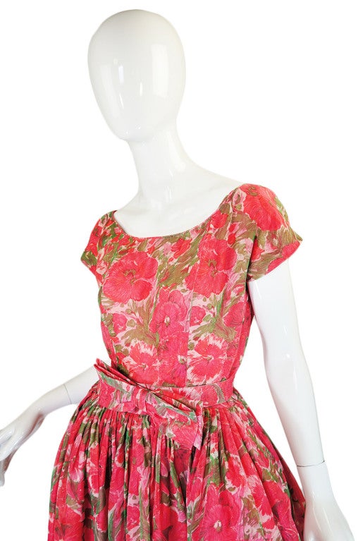 1950s Gigi Young Pink Floral Dress 3