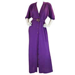 Vintage 1970s Holly Harp Purple Maxi Shirt Dress