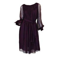 1960s Silk Chiffon Purple Galanos Dress
