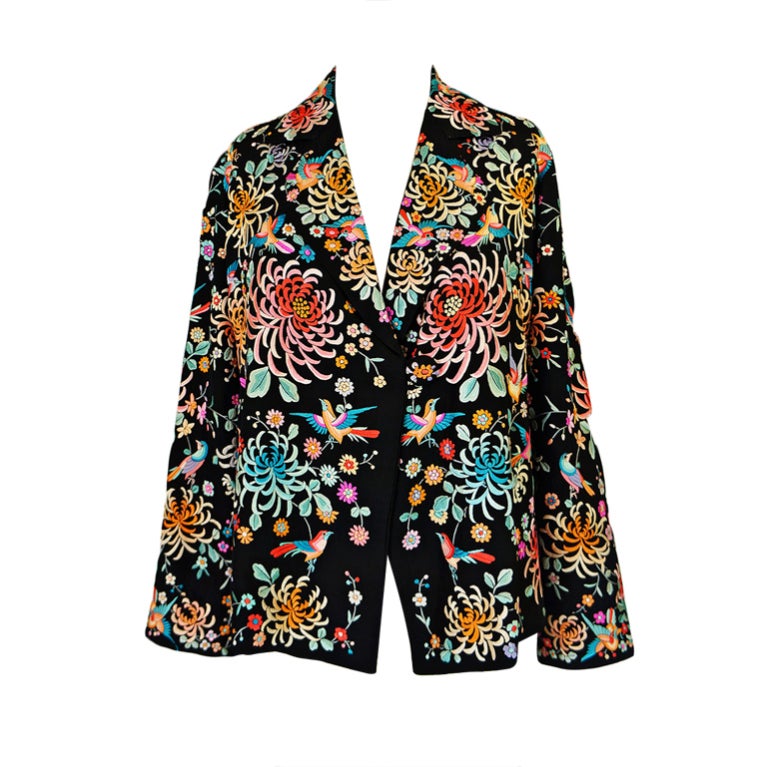 1920s Colorful Embroidered Silk Jacket
