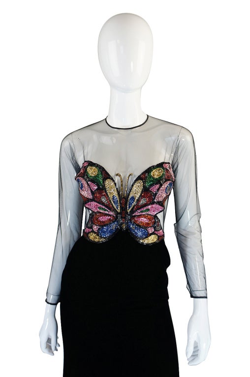 1980s Oscar De la Renta Butterfly Gown 1