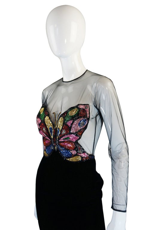 1980s Oscar De la Renta Butterfly Gown 2