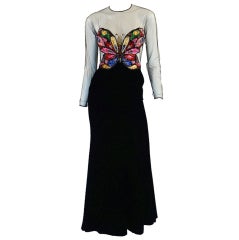 1980s Oscar De la Renta Butterfly Gown