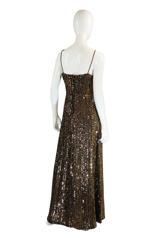 Women's 1970s Rare Biba Gold Sequin Maxi Dress