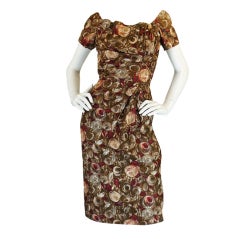 1950s Ceil Chapman Floral Wiggle Dress