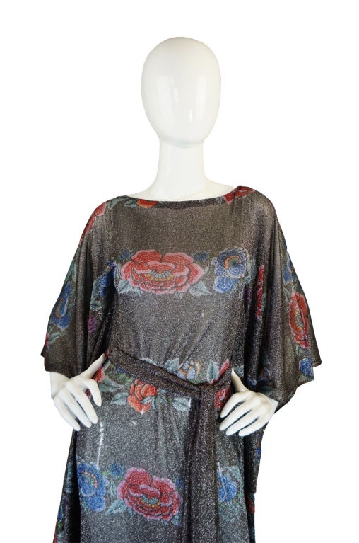1970s Rare Metallic Missoni Caftan Gown For Sale 2