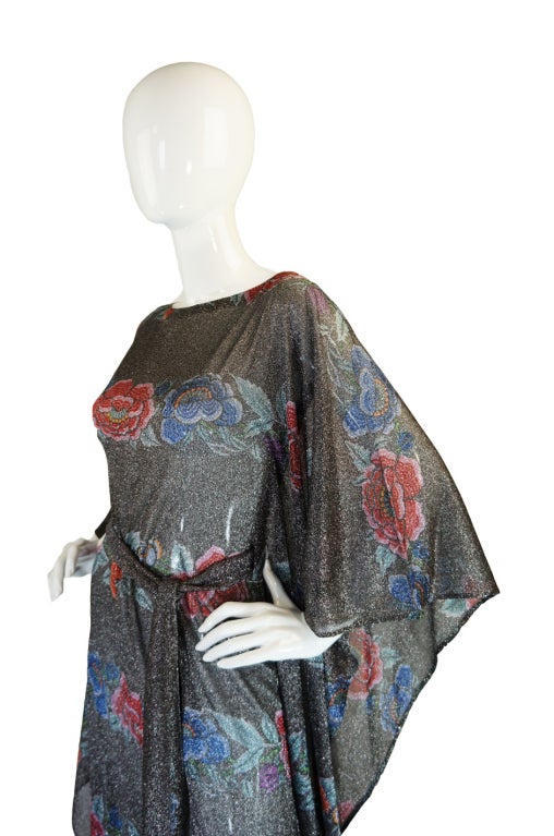 1970s Rare Metallic Missoni Caftan Gown For Sale 3