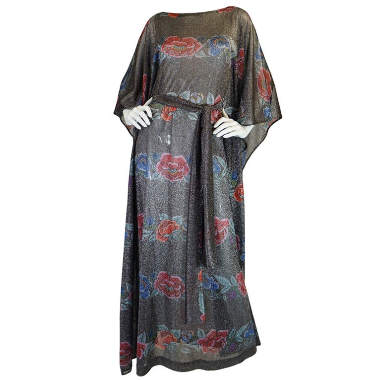 1970s Rare Metallic Missoni Caftan Gown For Sale