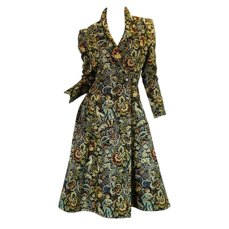 c1970 Rare Biba Tapestry Flare Coat