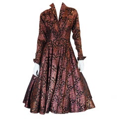 1950s Ceil Chapman Copper Silk Dress