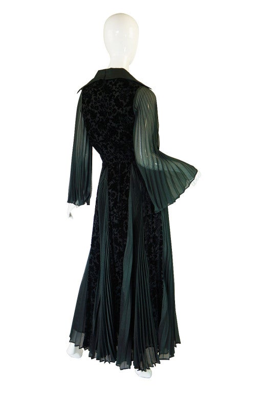 Women's 1970s Cut Velvet Thea Porter Gown For Sale