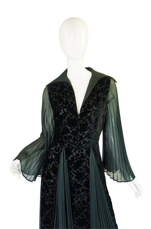 1970s Cut Velvet Thea Porter Gown For Sale 1