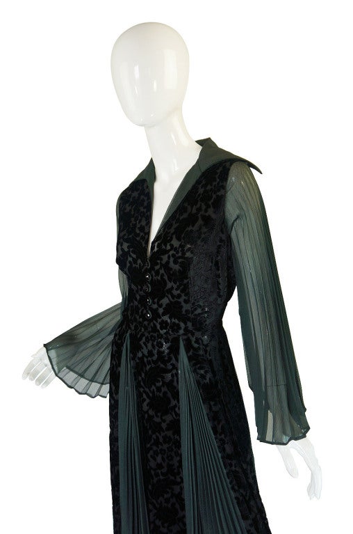1970s Cut Velvet Thea Porter Gown For Sale 2
