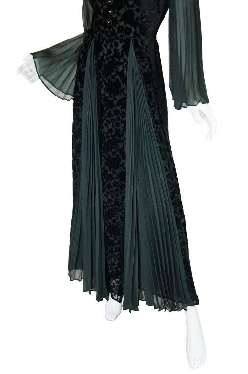 1970s Cut Velvet Thea Porter Gown For Sale 4