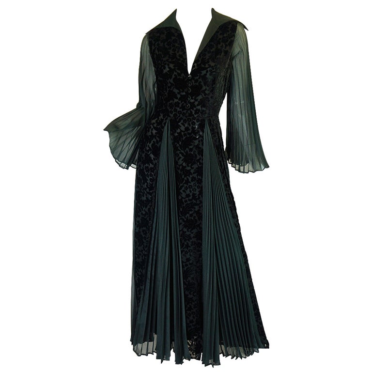 1970s Cut Velvet Thea Porter Gown For Sale