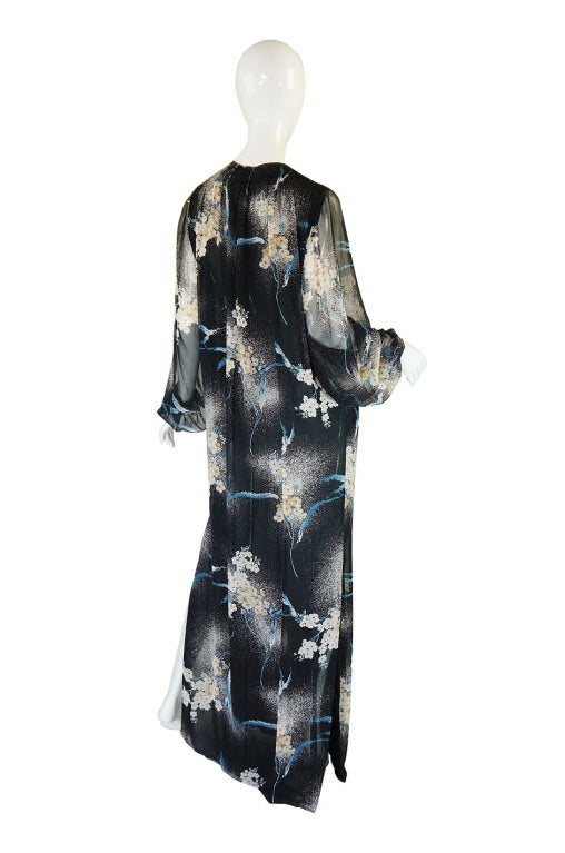 1970s Silk Chiffon Hanae Mori Maxi Dress 1