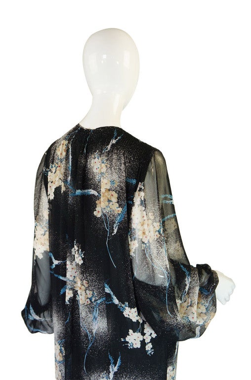 1970s Silk Chiffon Hanae Mori Maxi Dress 4