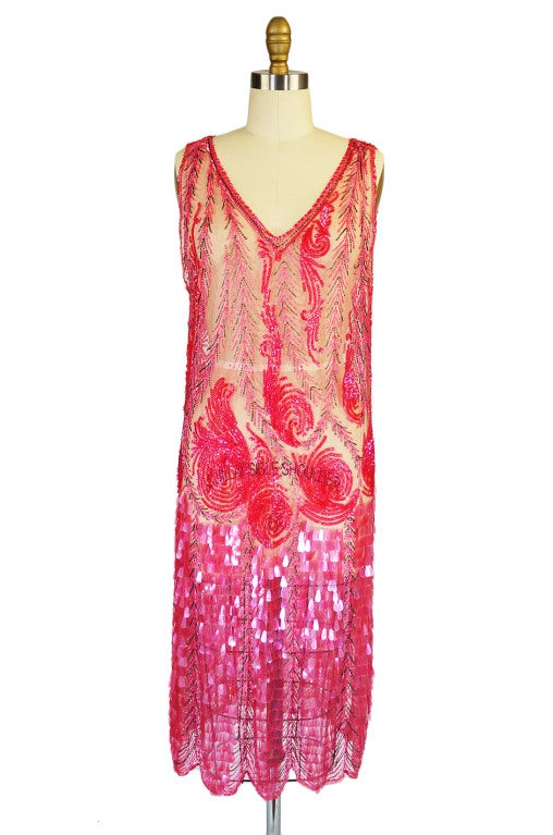 Women's 1920s Pink Sequin & Paillette Net Flapper