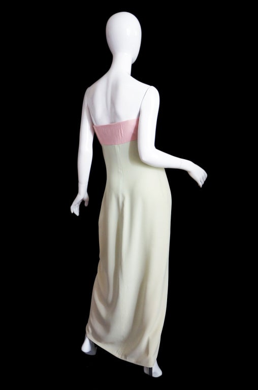 1965 Valentino Silk Pink & Mint Gown 1