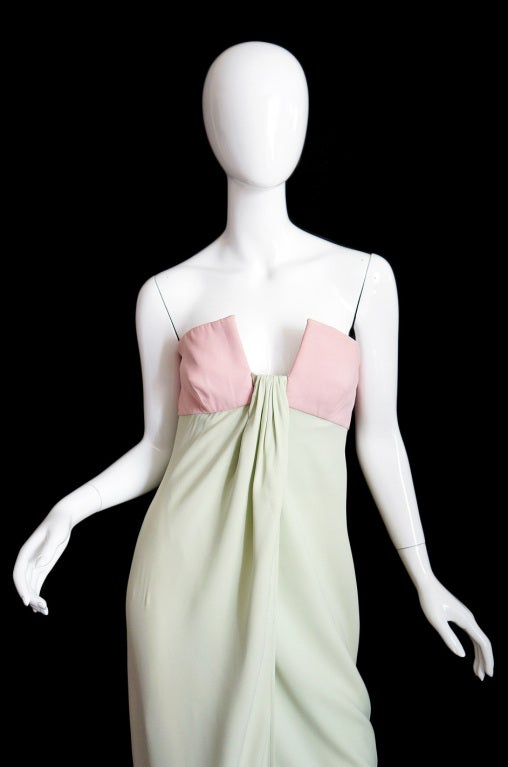 1965 Valentino Silk Pink & Mint Gown 2