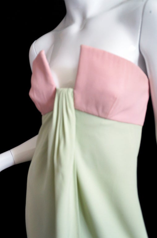 1965 Valentino Silk Pink & Mint Gown 4
