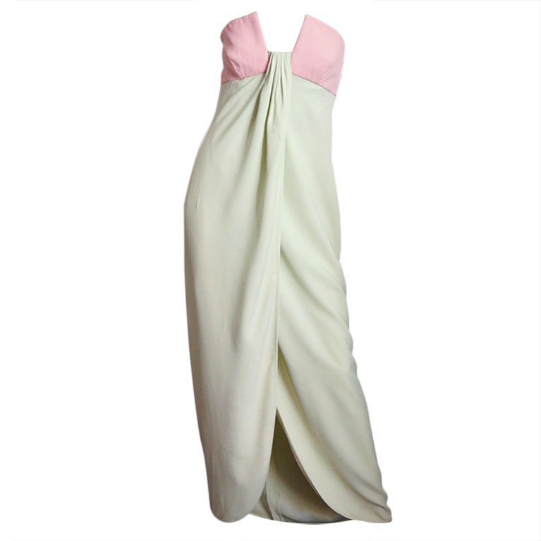 1965 Valentino Silk Pink and Mint Gown at 1stDibs