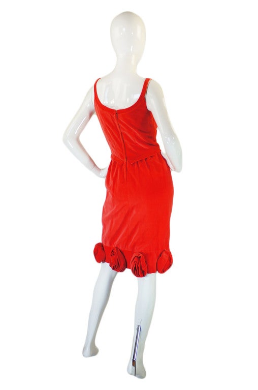 Women's 1950s Coral Emma Domb Rose Dress