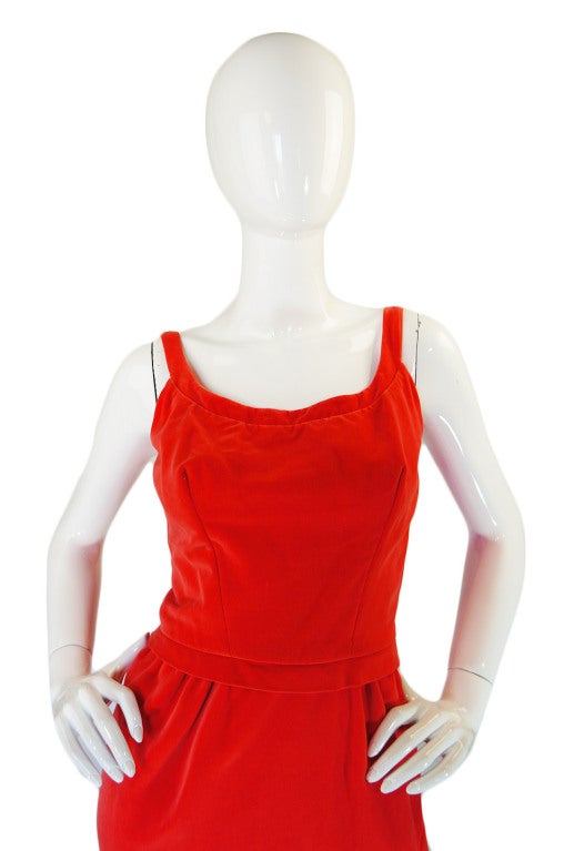 1950s Coral Emma Domb Rose Dress 1