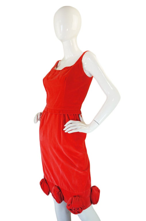 1950s Coral Emma Domb Rose Dress 2
