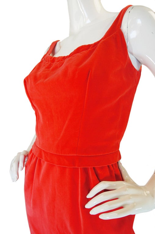 1950s Coral Emma Domb Rose Dress 4