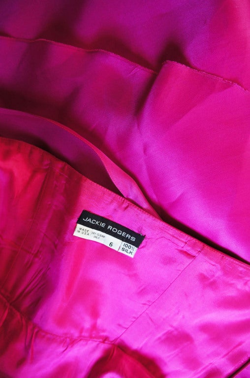 1990s Silk Organza Pink Gown w Cape 6