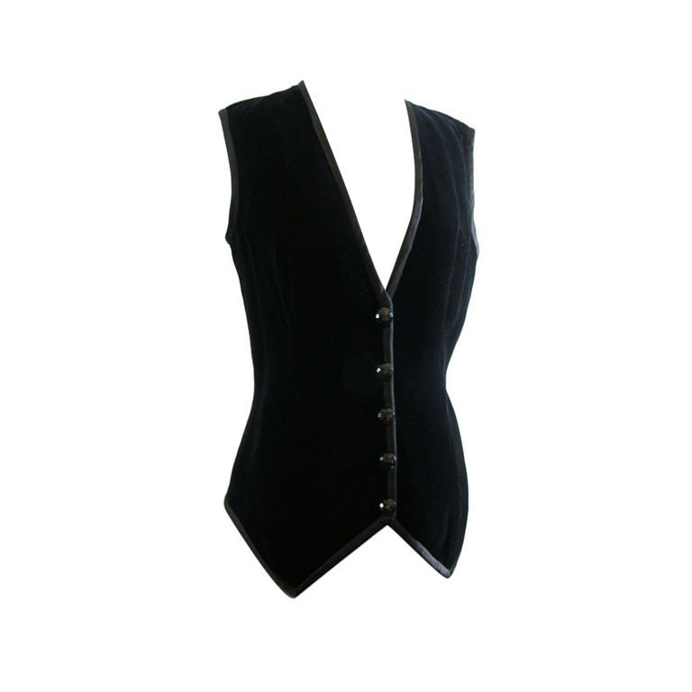 Valentino Black Velvet Vest For Sale