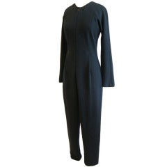 Retro Geoffrey Beene Zip Front Wool Jumpsuit