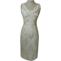 1950's White Sequined Cocktail Dress