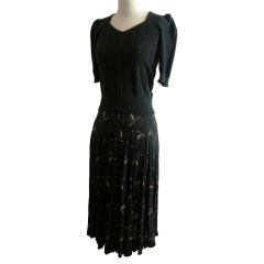 Vintage 1980's Jean Muir Cashmere Sweater and Printed Jersey Skirt