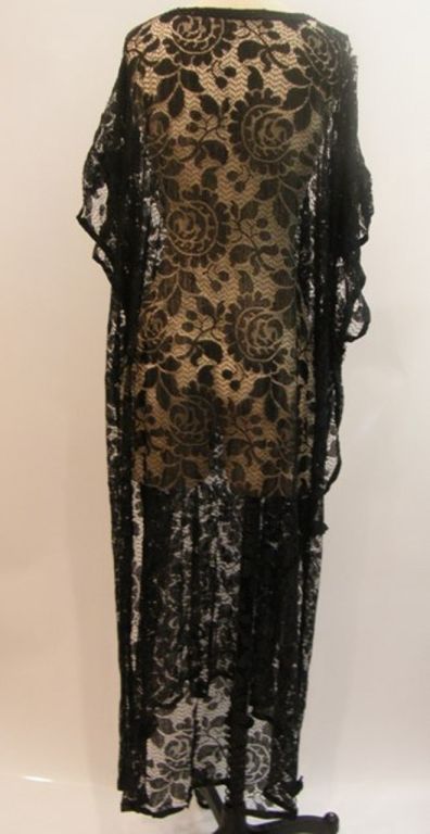 Women's Antique Black Lace Dress/Overlay For Sale