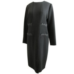 Black Wool Oscar De la Renta Cocktail Dress