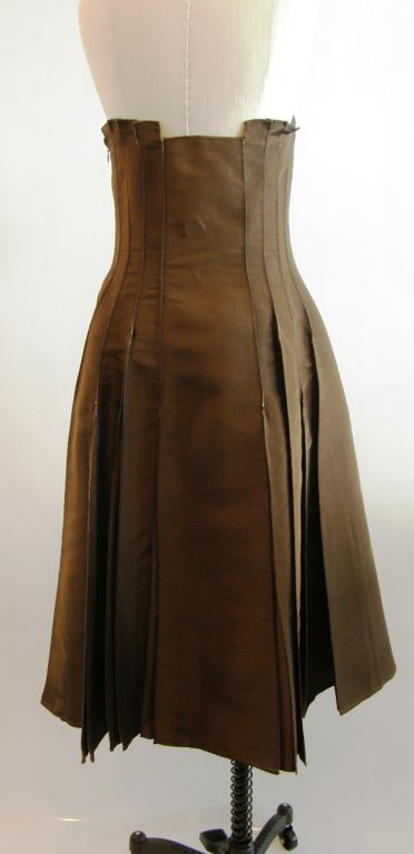 Carolina Herrera Brown Silk Strapless Dress