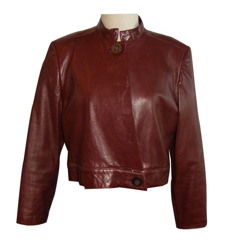 1980's Geoffrey Beene Leather Jacket For Sale
