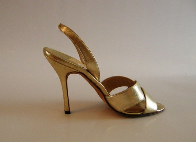 Manolo Blahnik Gold Slingback Sandals