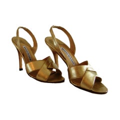 Manolo Blahnik Gold Slingback Sandals