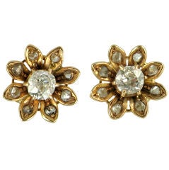 Old Mine Cut Diamond Earrings in 18 Karat Gold