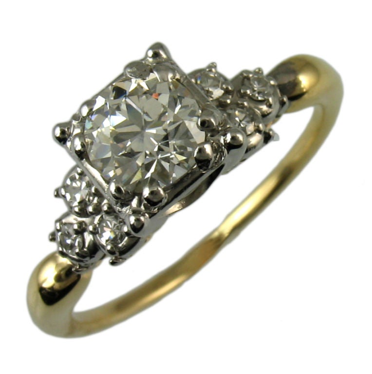 1930's 14 Karat & Diamond Ring, 0.59ct J-S12