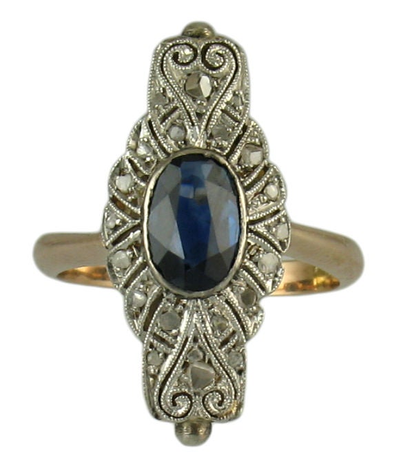 Turn of The Century Sapphire Navette Ring