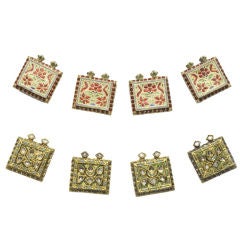 Four  Antique Diamond and Enamelled Amulets