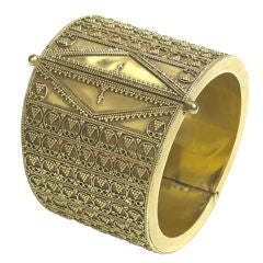 Rare Antique Indian Wide Gold Cuff Bangle